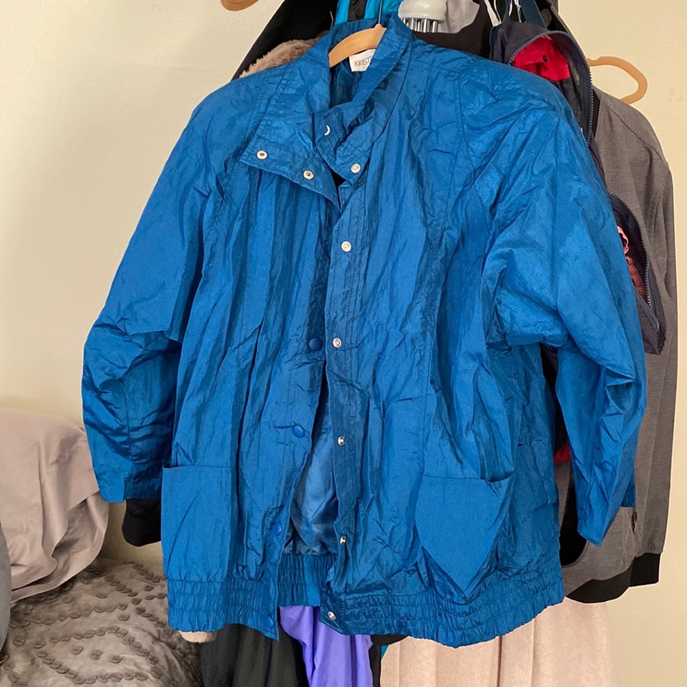 Blue bomber jacket